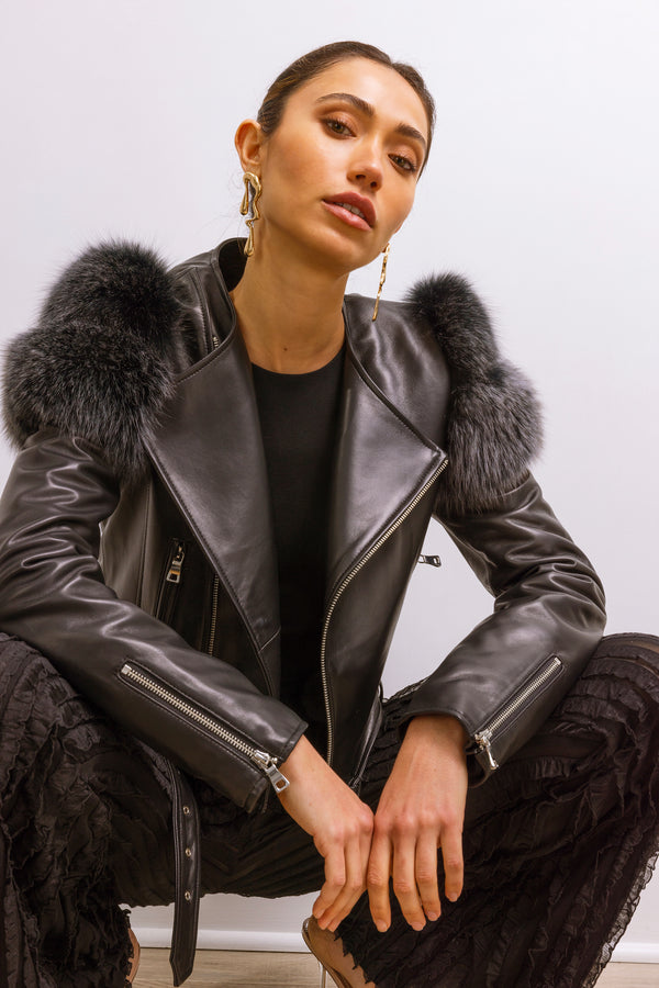 Lilac Street Leather Jacket in Black - Lisa Maree