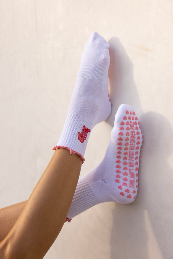 This Ain't My First Reformer Ride Cowgirl Pilates Barre Grip Socks