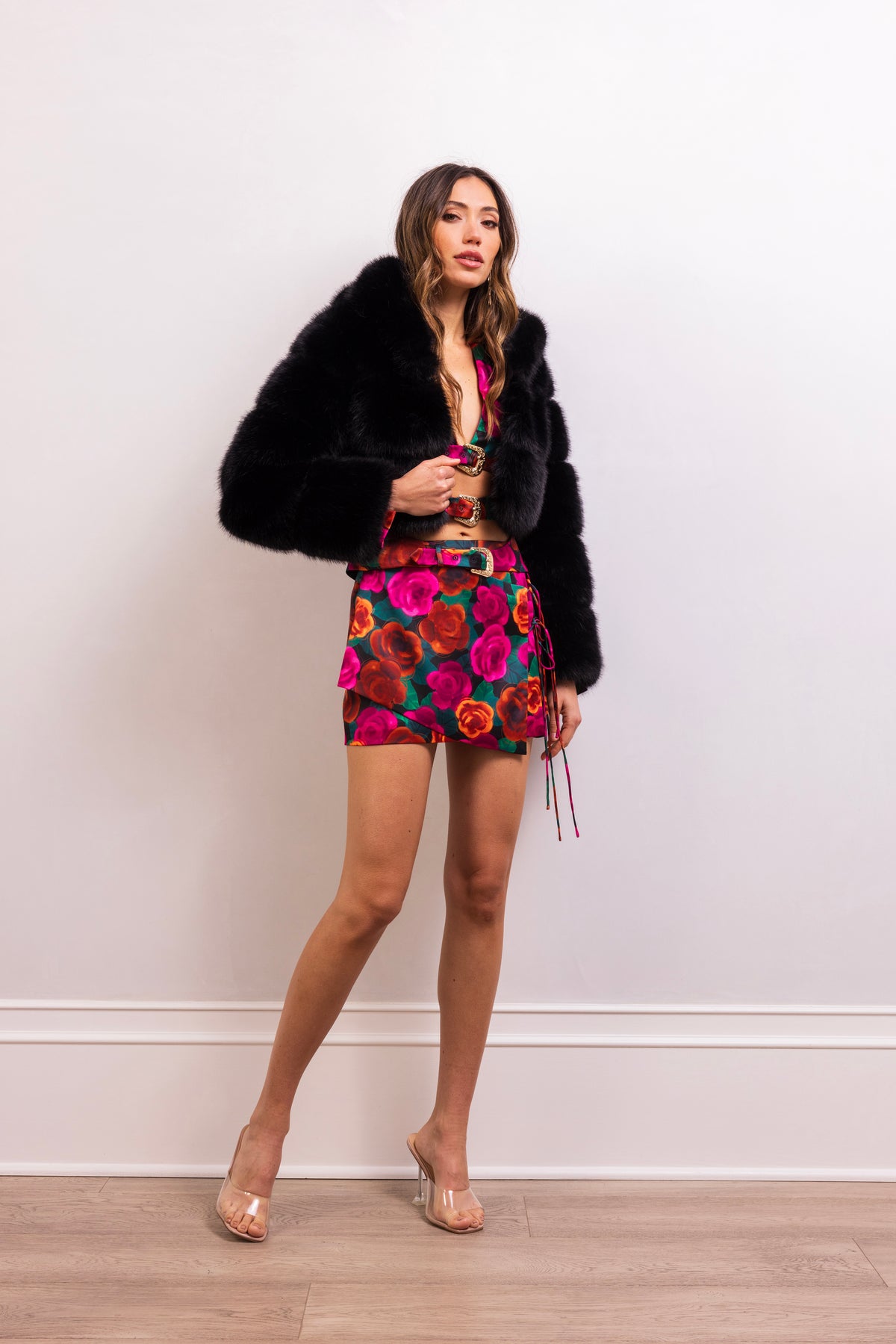 This Is It Faux Fur Cropped Jacket in Black