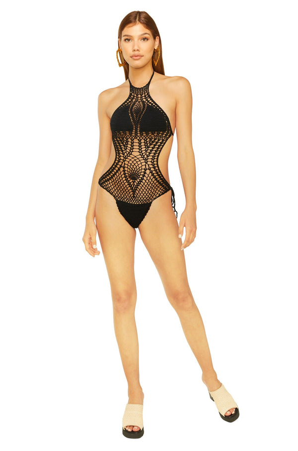 Crochet one piece swimsuit for women Black crochet online monokini