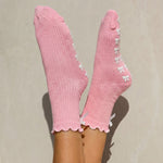 Big Bow Pilates Barre Grip Socks in Pink