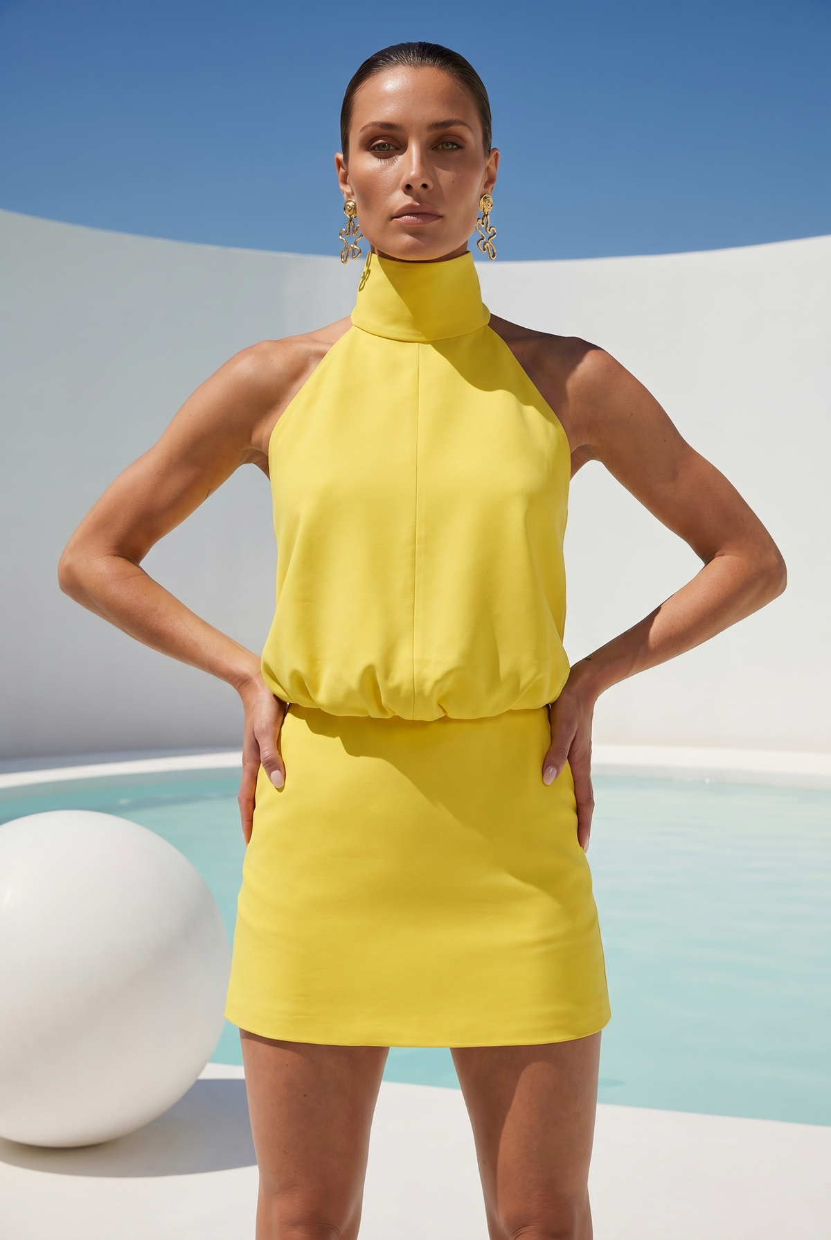 The Bondi Leather Halter Top in Yellow
