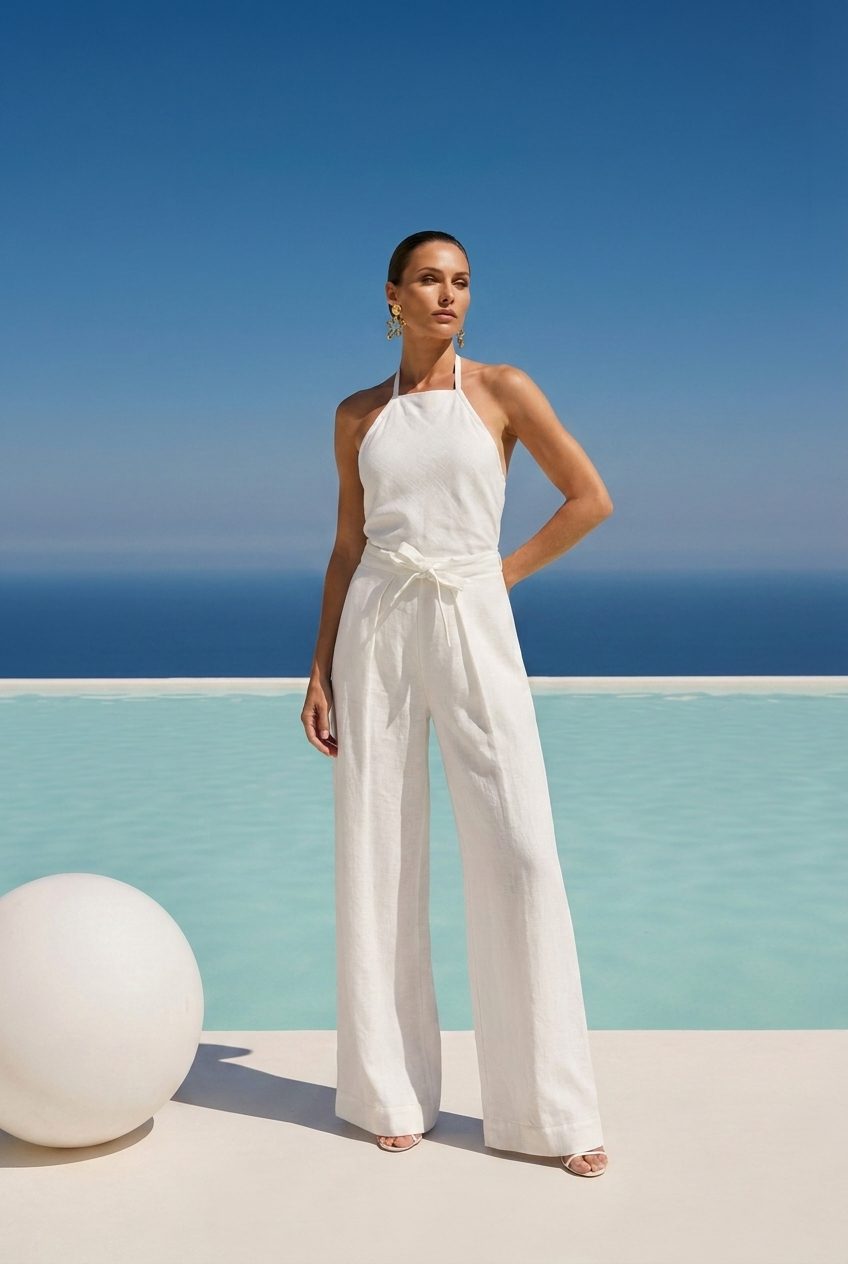 The White Sand Theory Linen Pant in White