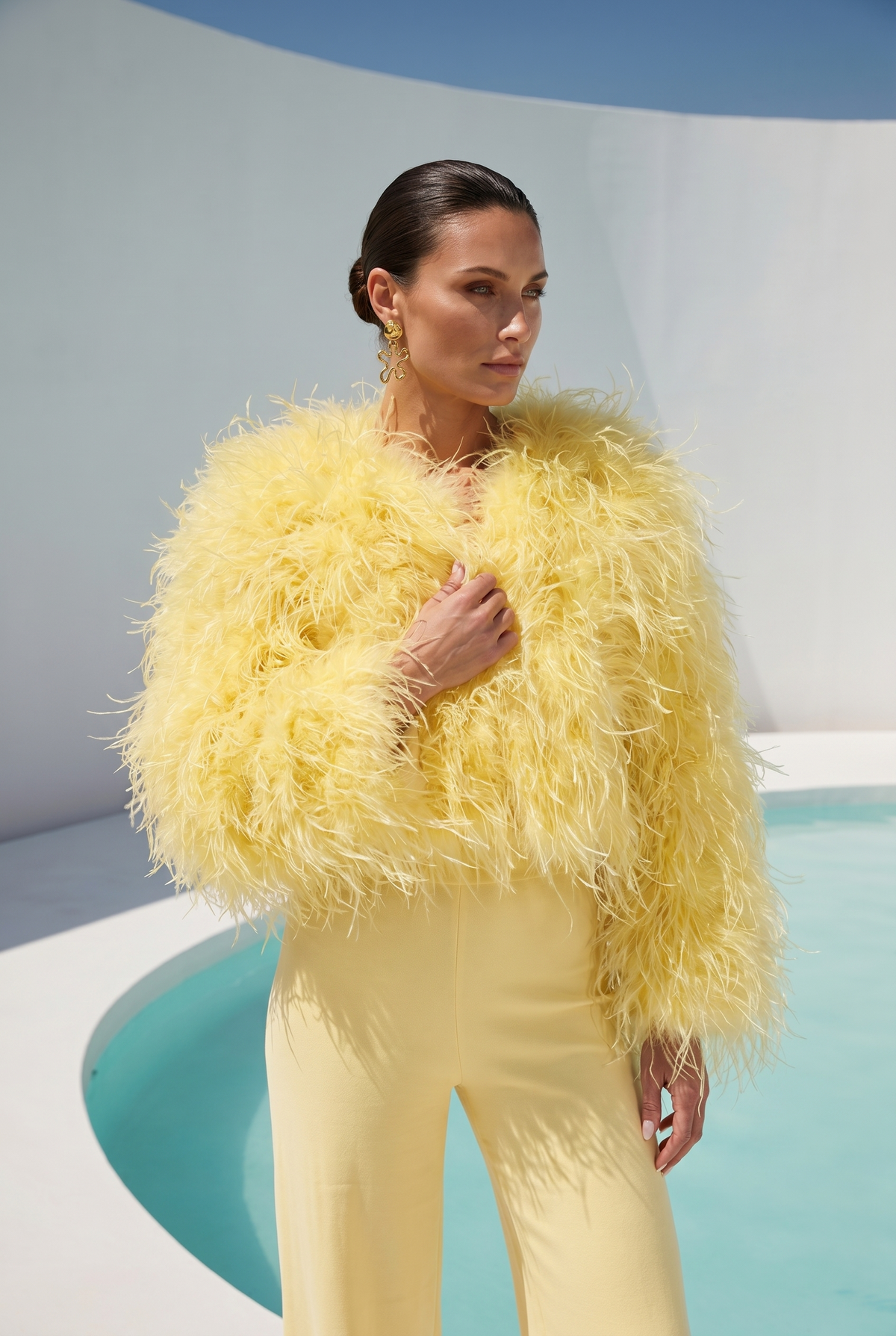 Solstice Feather Jacket in Yellow