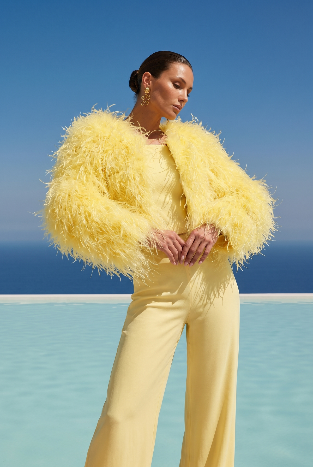 Solstice Feather Jacket in Yellow