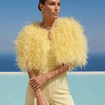 The Obsession Feather Cape in Yellow