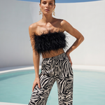 Starburst feather crop in Black
