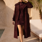 In Motion Suede Coat in Burgundy