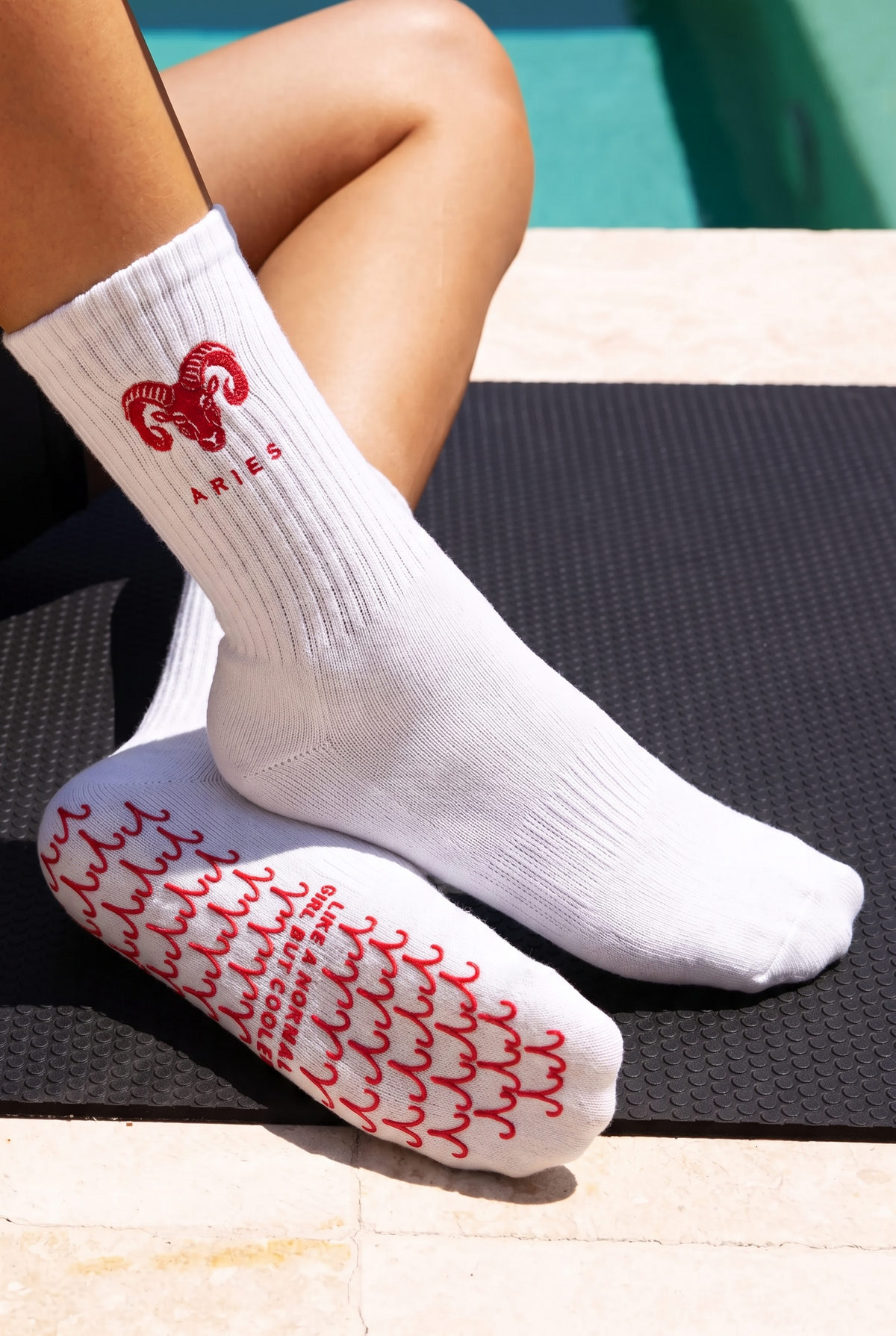 Aries Zodiac Star sign Pilates Barre Grip Socks in White
