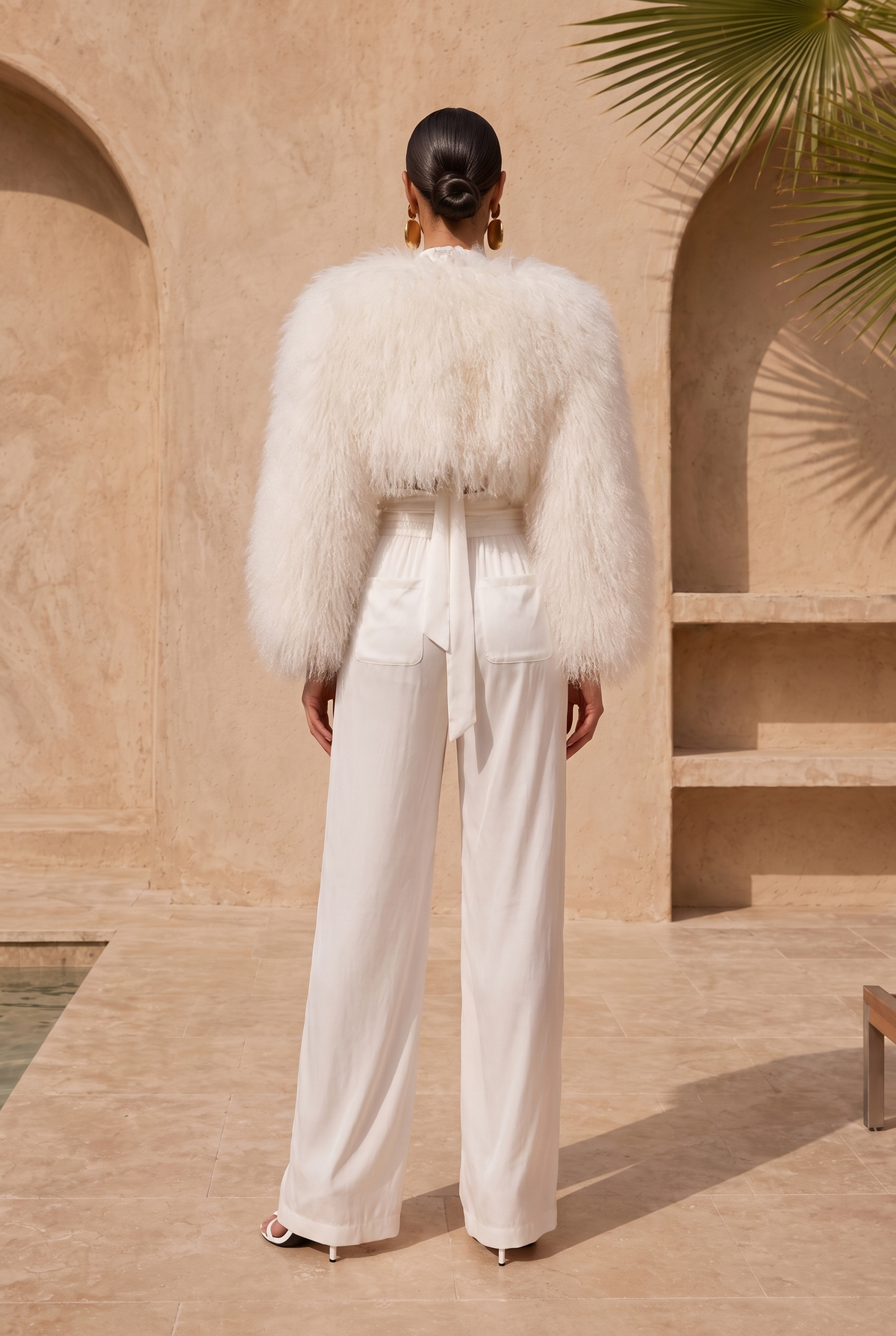 Whispers Mongolian Wool Cropped Jacket in White