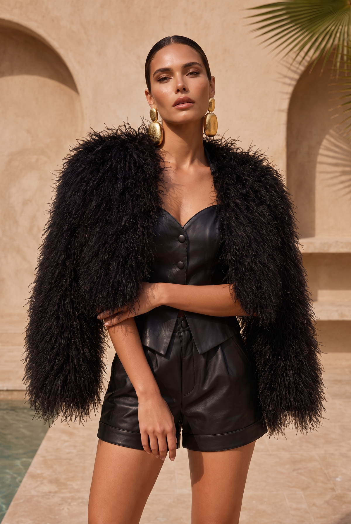 Whispers Mongolian Wool Cropped Jacket in Black