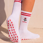 MistleToes Christmas Pilates Barre Grip Socks in White