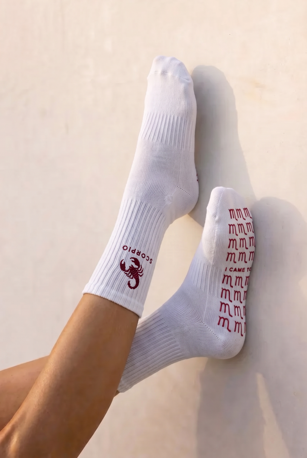Scorpio Zodiac Star sign Pilates Barre Grip Socks in White