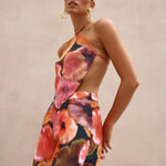Trinkets Top in Orange Abstract Floral