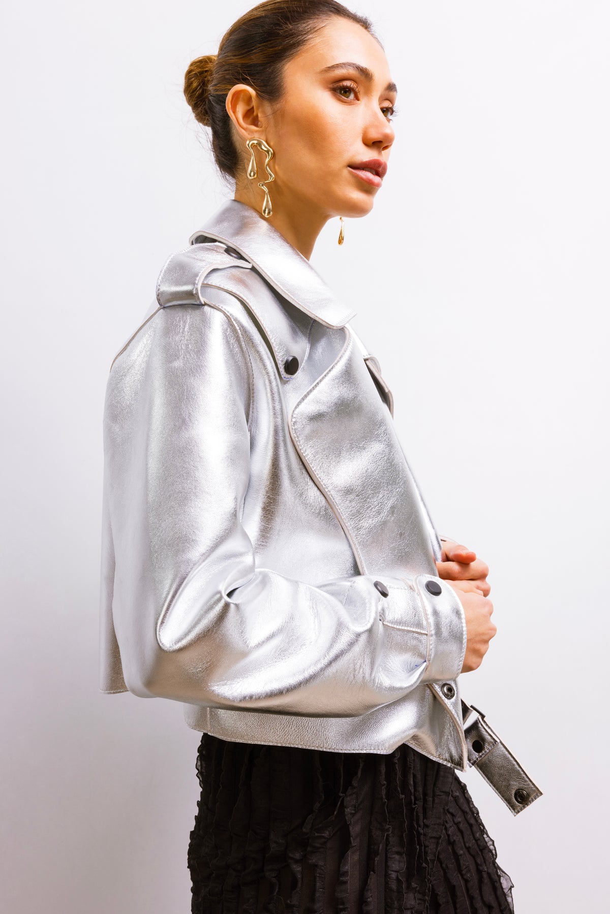 First Love Leather Jacket in Silver