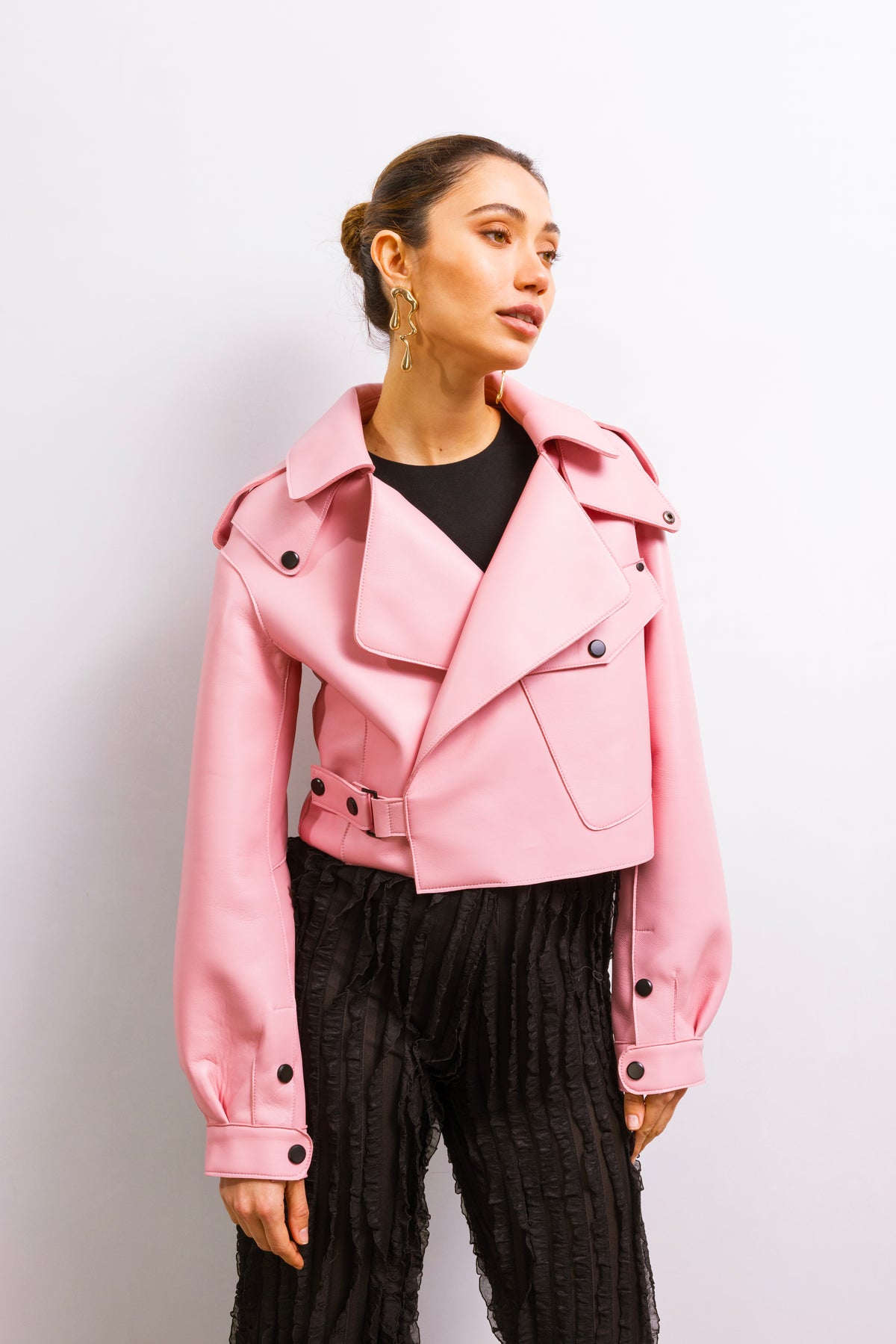 First Love Leather Jacket in Pink