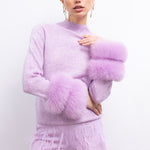 Eva Removable Fur Cuff Wool Sweater in Lilac