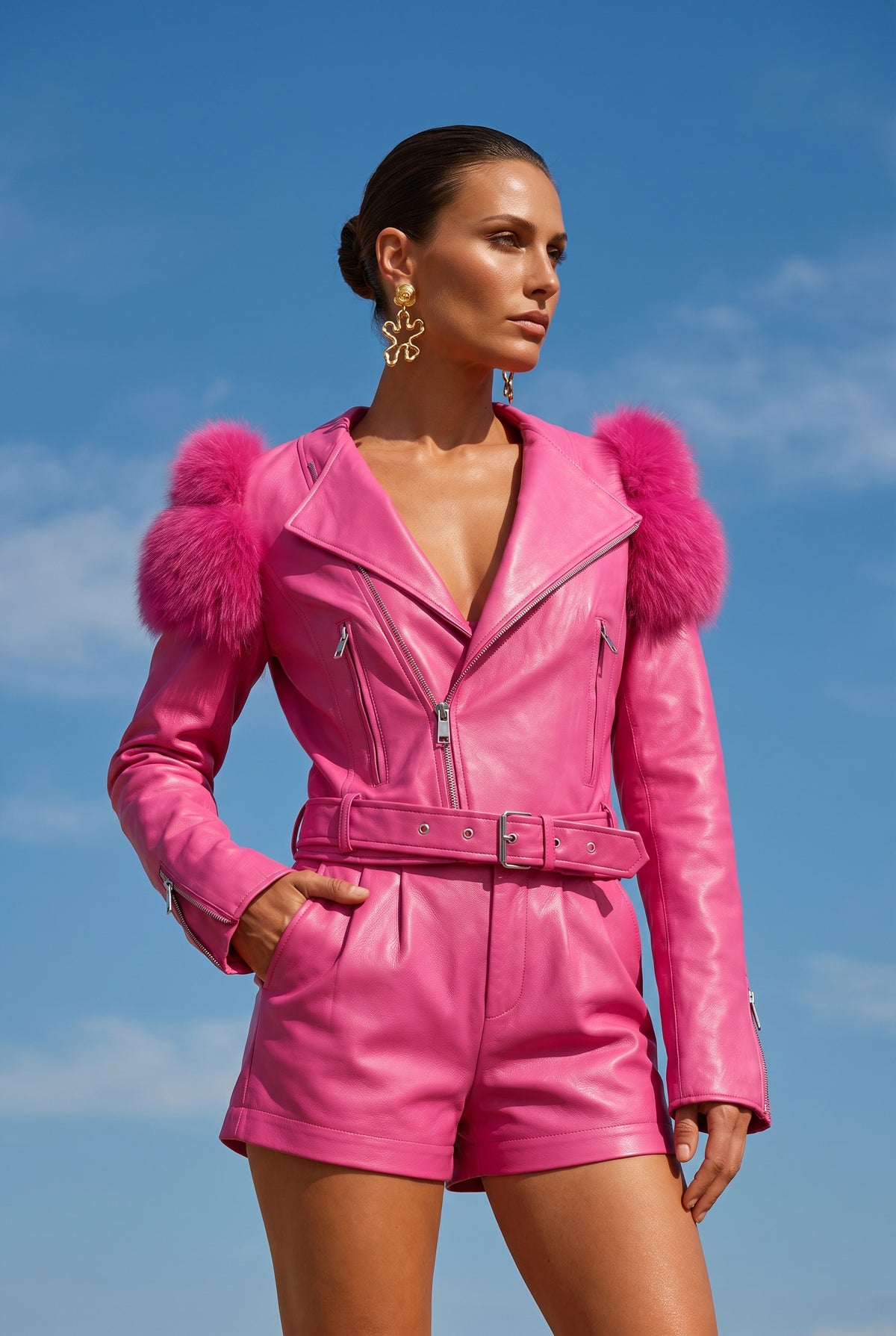 Lilac Street Leather Jacket in Pink