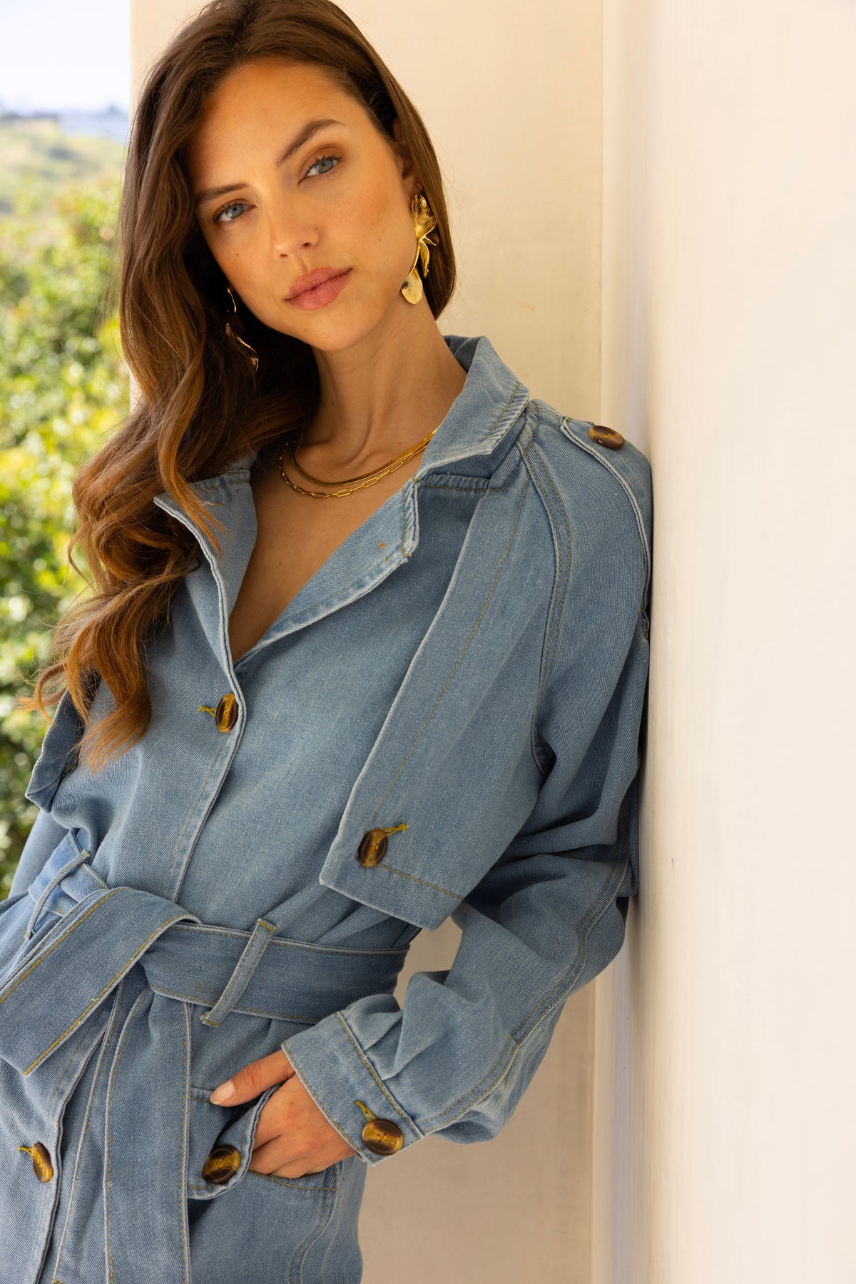 Hillside Denim Trench Coat in Blue