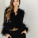 The Do-Over Sheer Ostrich Feather Jacket in Black