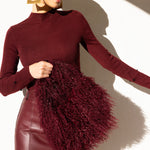 Soft Rebellion Mongolian Wool Handbag in Burgundy