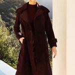 In Motion Suede Coat in Burgundy