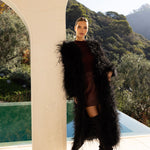 The Soiree Feather Coat in Black