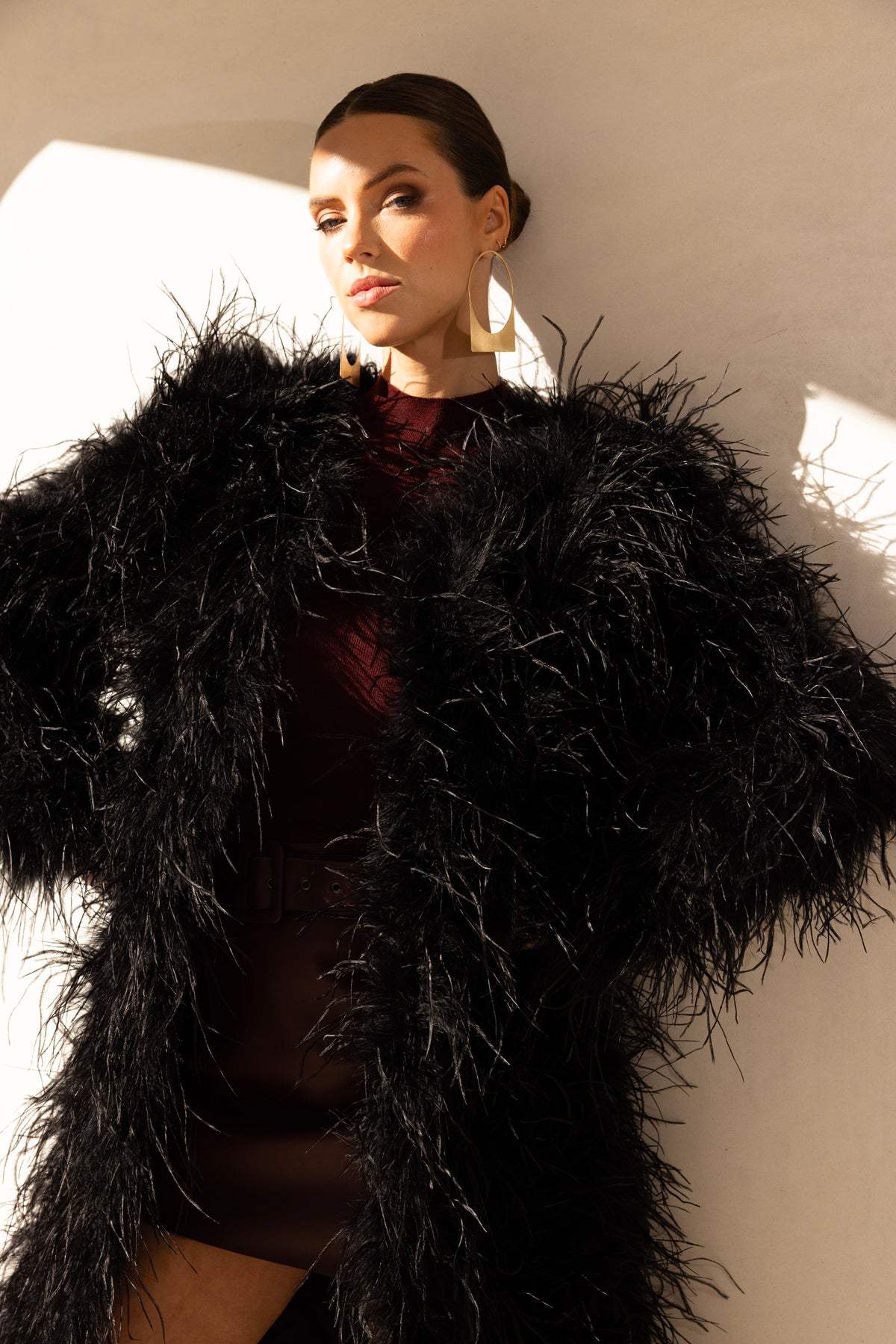 The Soiree Feather Coat in Black