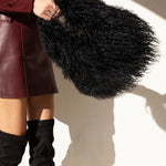 Soft Rebellion Mongolian Wool Handbag in Black