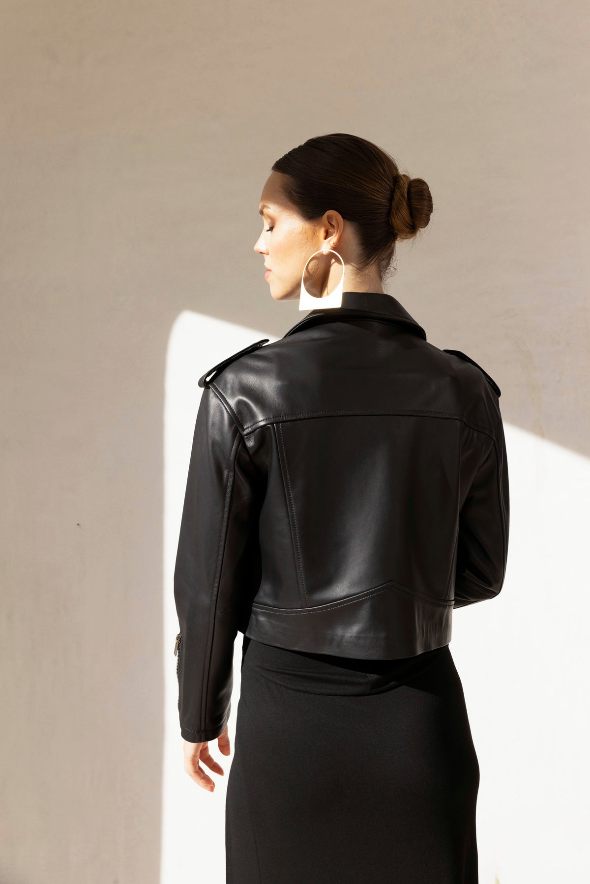 The Renegade Cropped Leather Jacket in Black