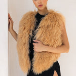 The Northern Shadow Mongolian Wool Vest in Tan