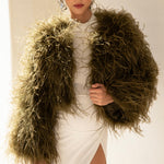 The Entitled Feather Jacket in Olive Green