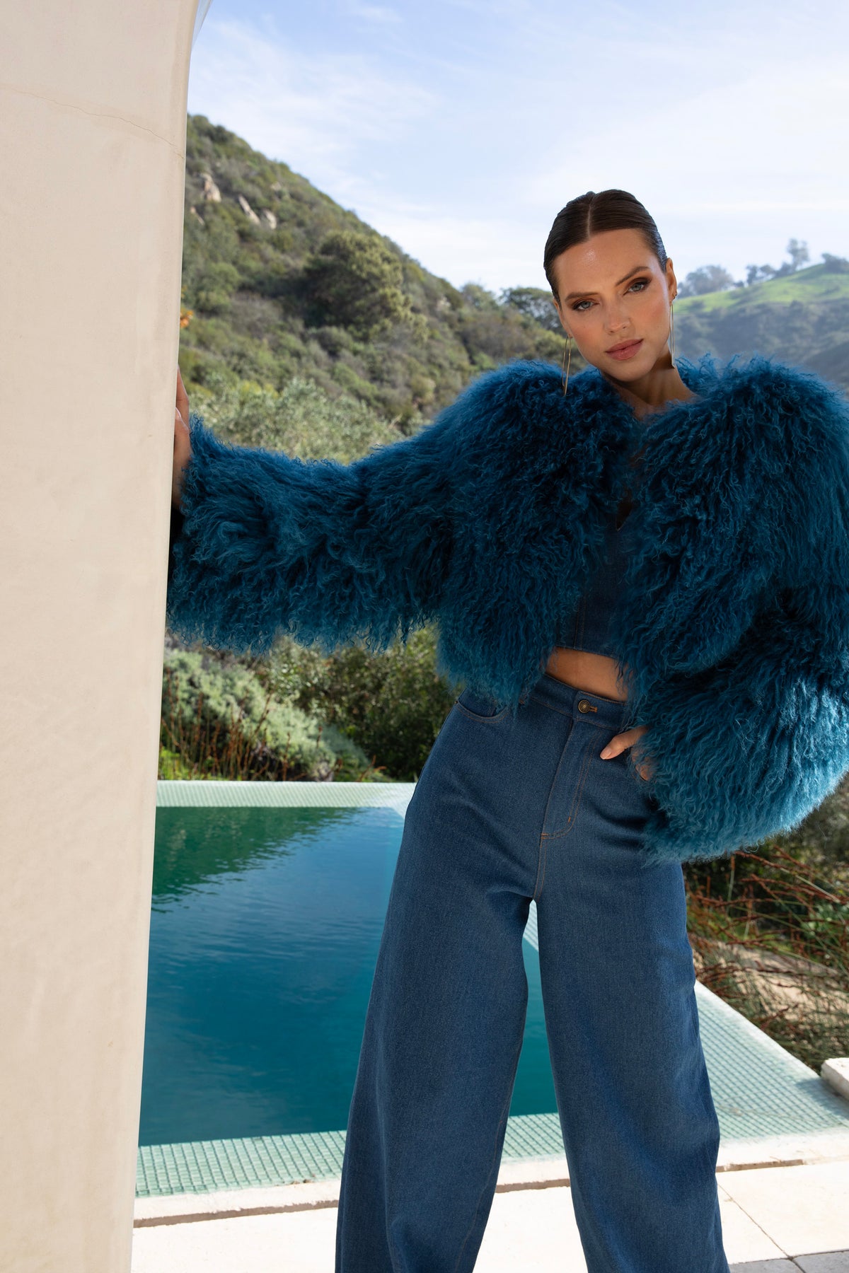 Harmony Mongolian Wool Jacket in Blue