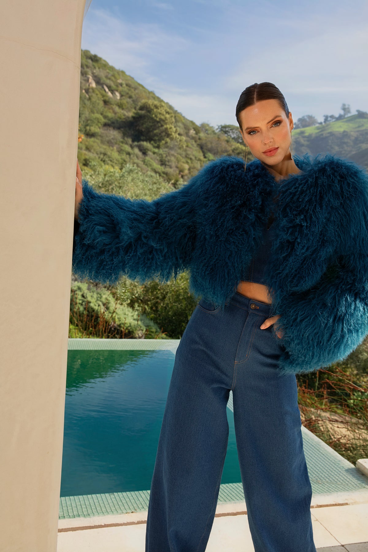 Harmony Mongolian Wool Jacket in Blue
