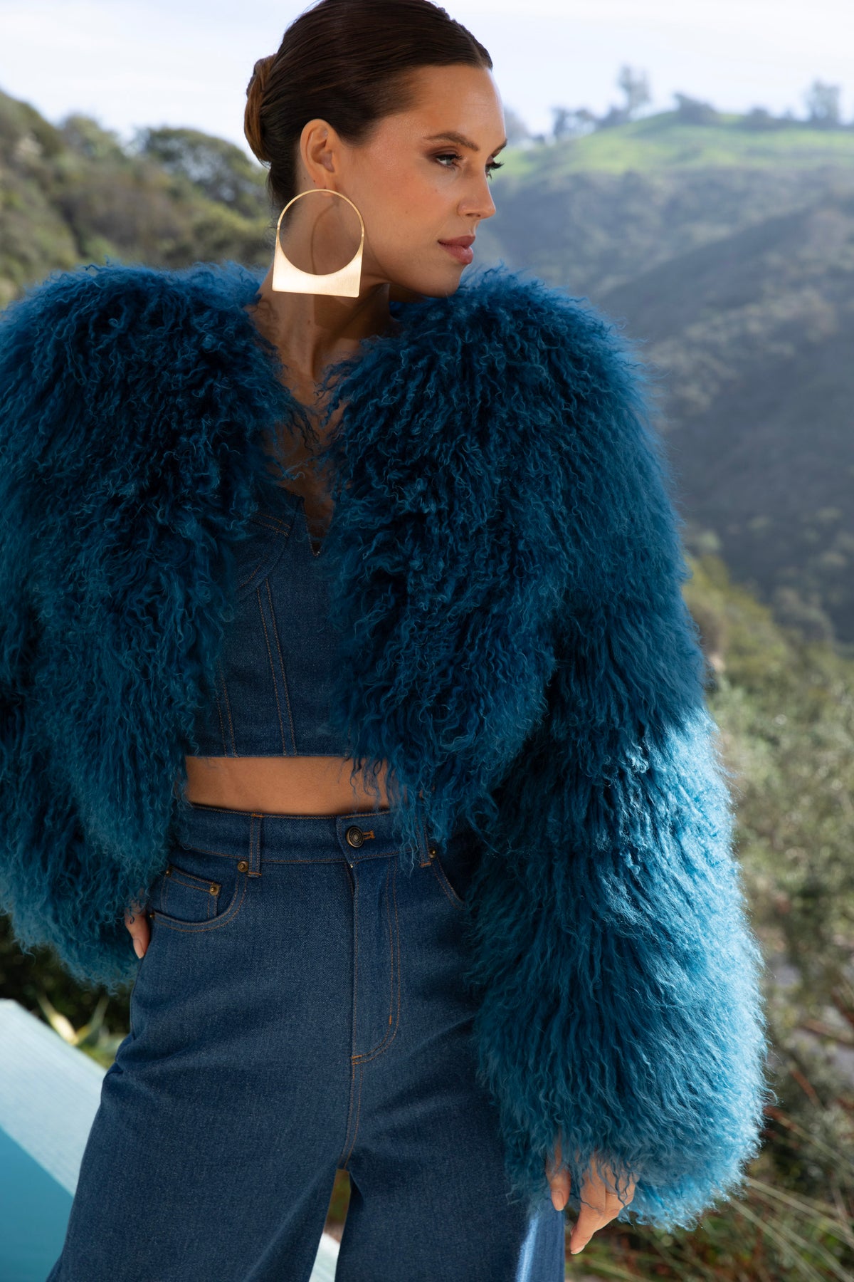 Harmony Mongolian Wool Jacket in Blue