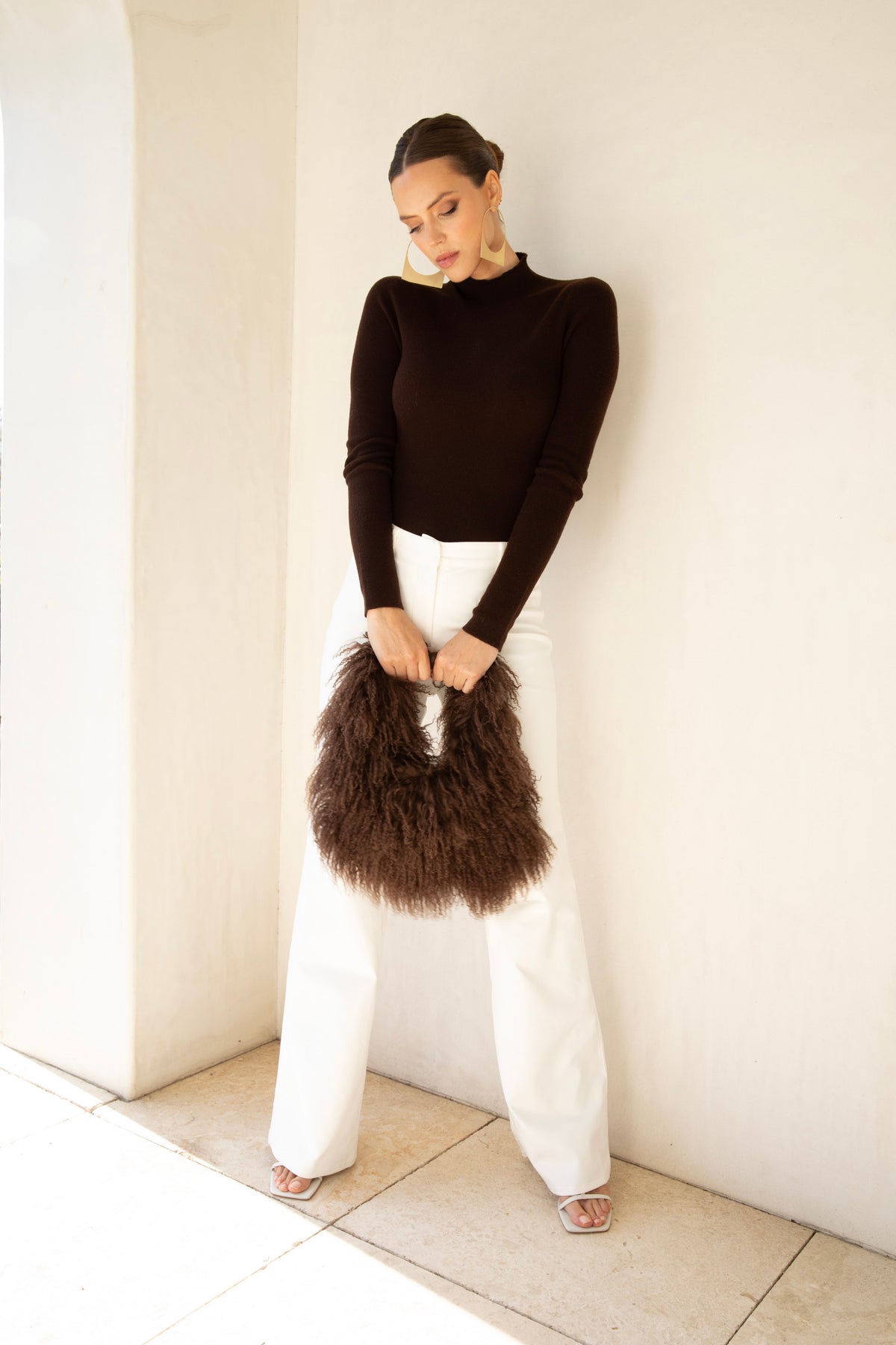 Soft Rebellion Mongolian Wool Handbag in Brown