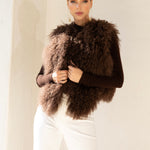 The Northern Shadow Mongolian Wool Vest in Brown