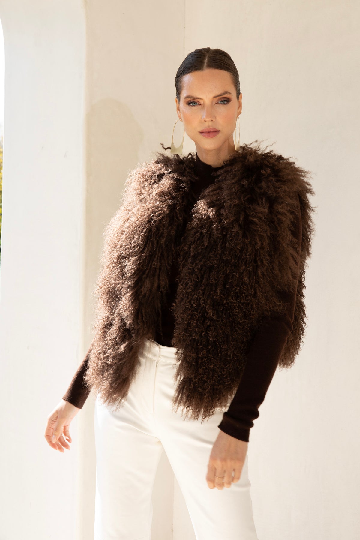 The Northern Shadow Mongolian Wool Vest in Brown