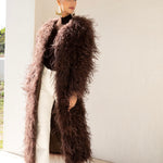The Soiree Feather Coat in Brown