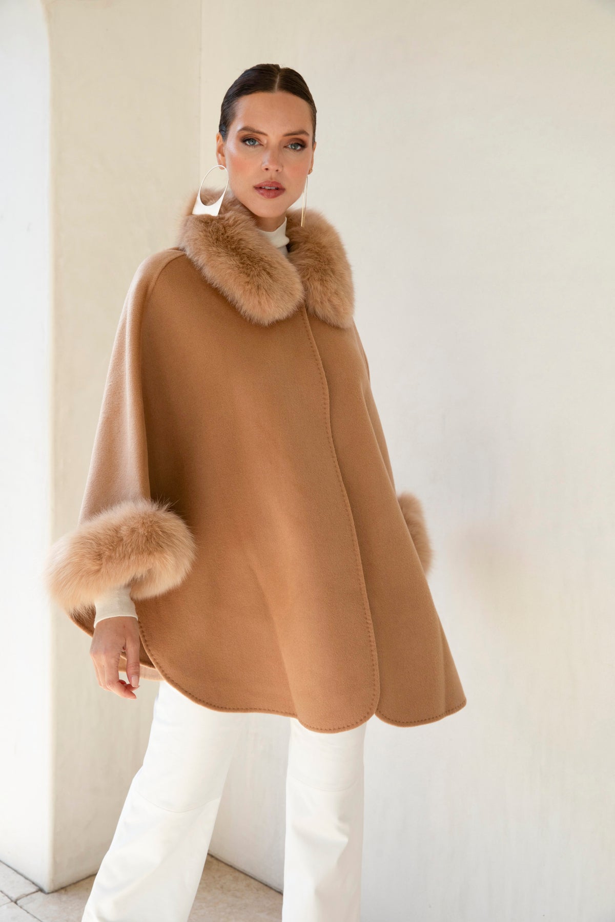 The Heritage Wool Cape in Tan