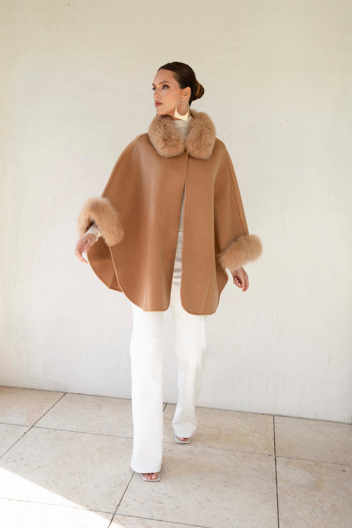 The Heritage Wool Cape in Tan