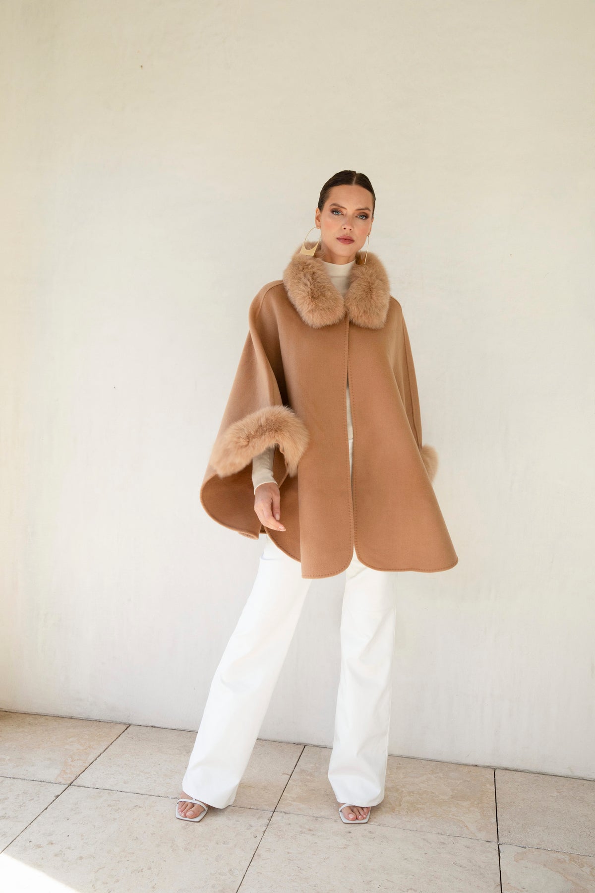 The Heritage Wool Cape in Tan