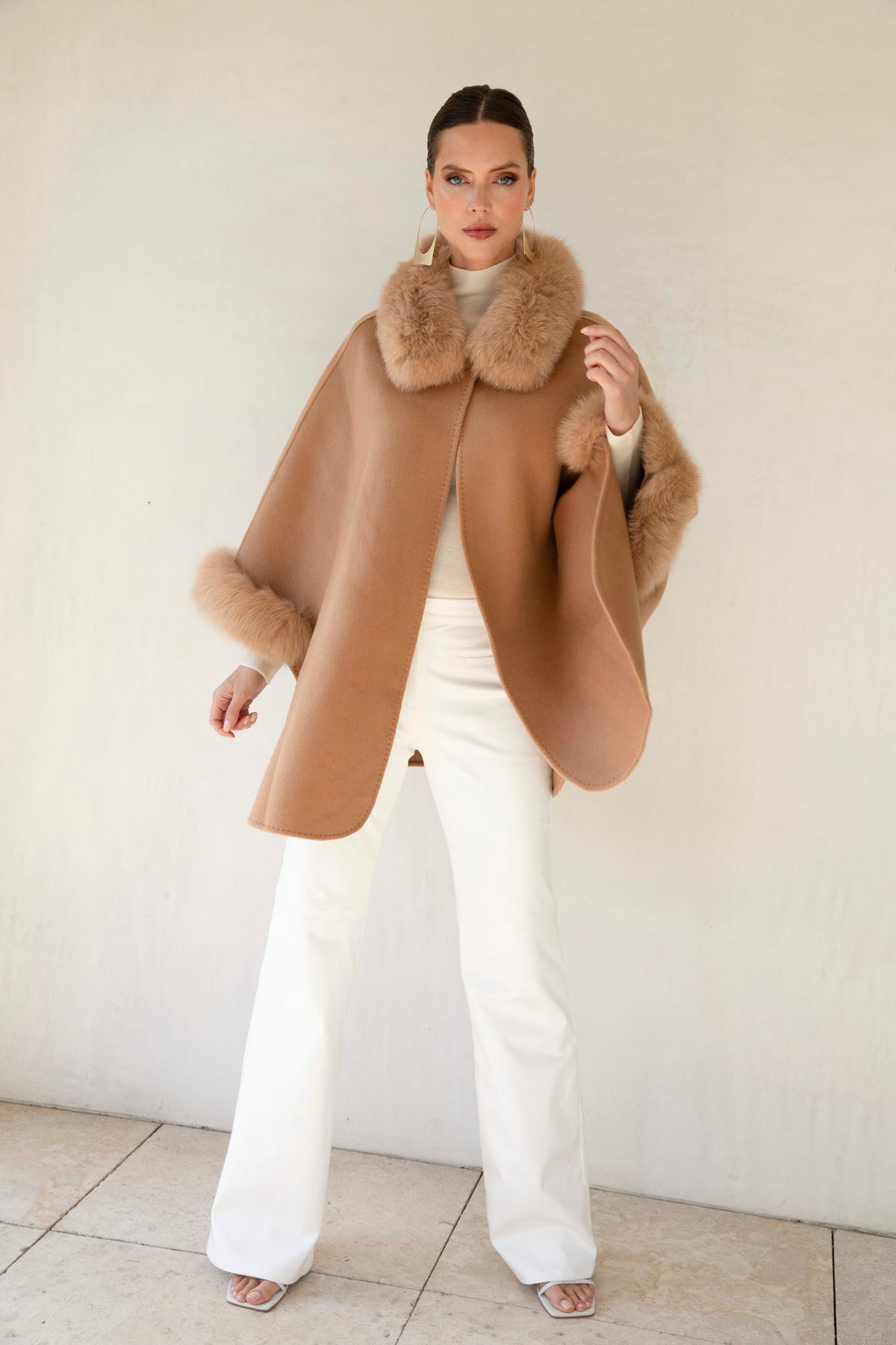 The Heritage Wool Cape in Tan