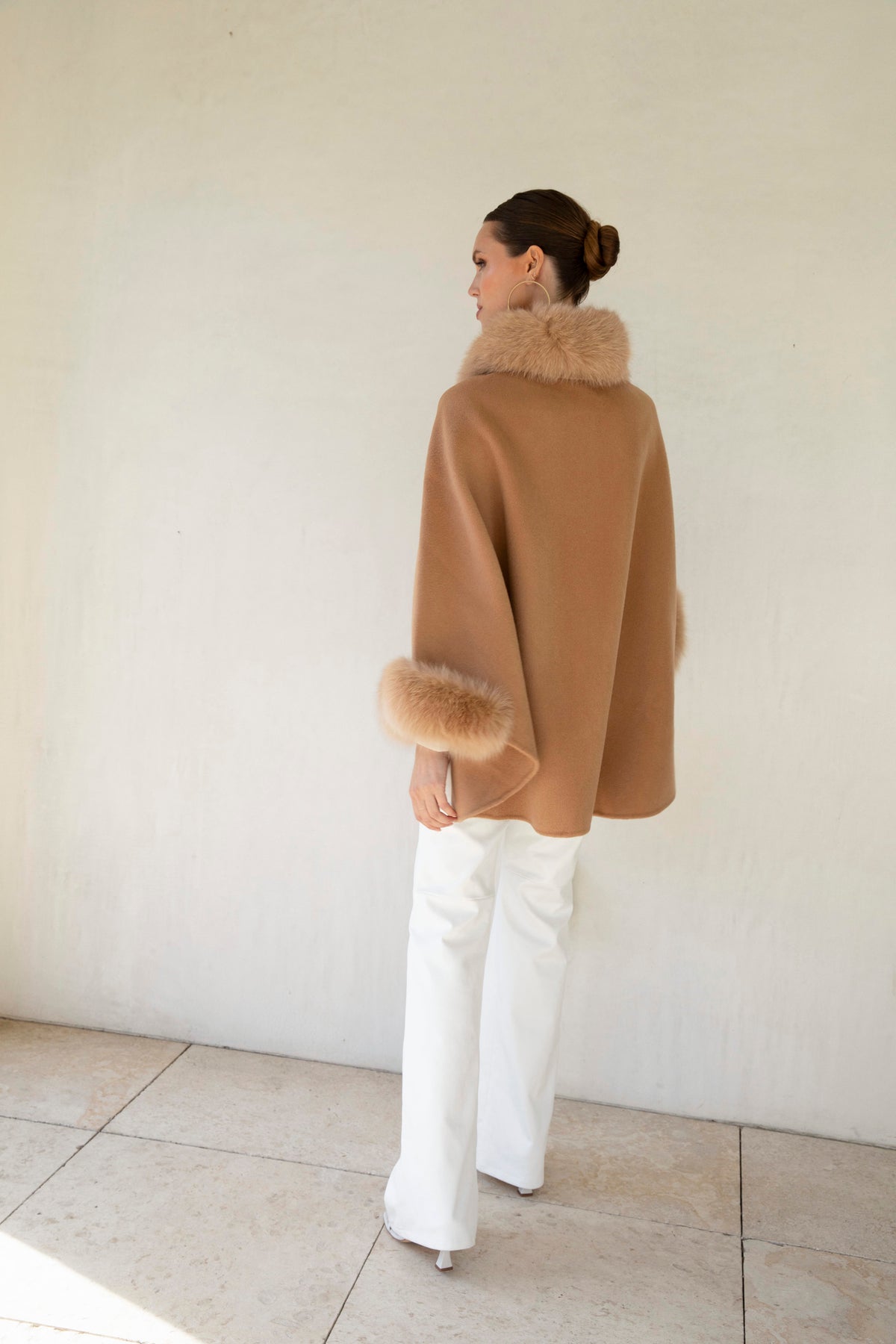 The Heritage Wool Cape in Tan