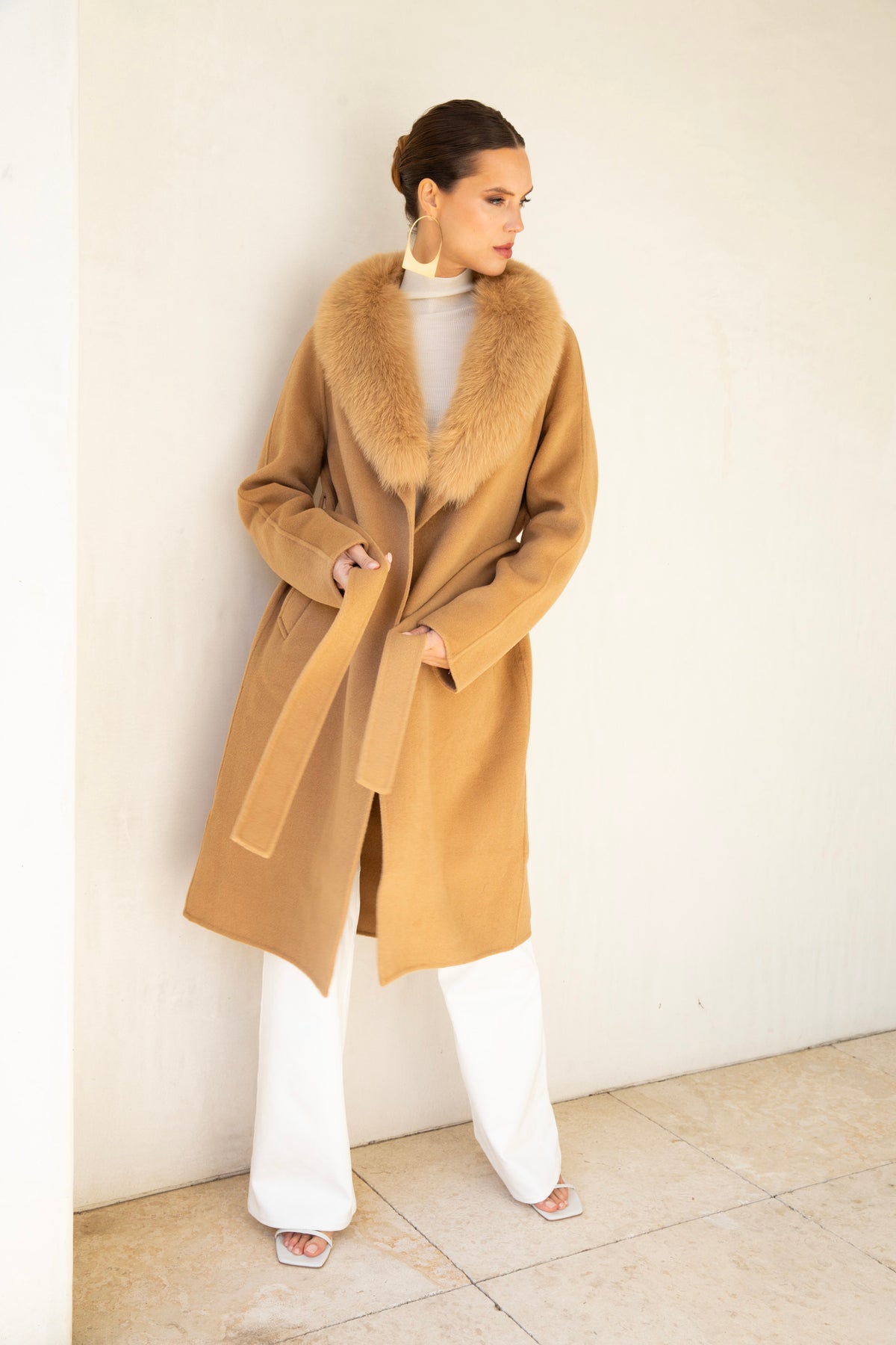 The Heirloom Wool & Fur Coat in Tan