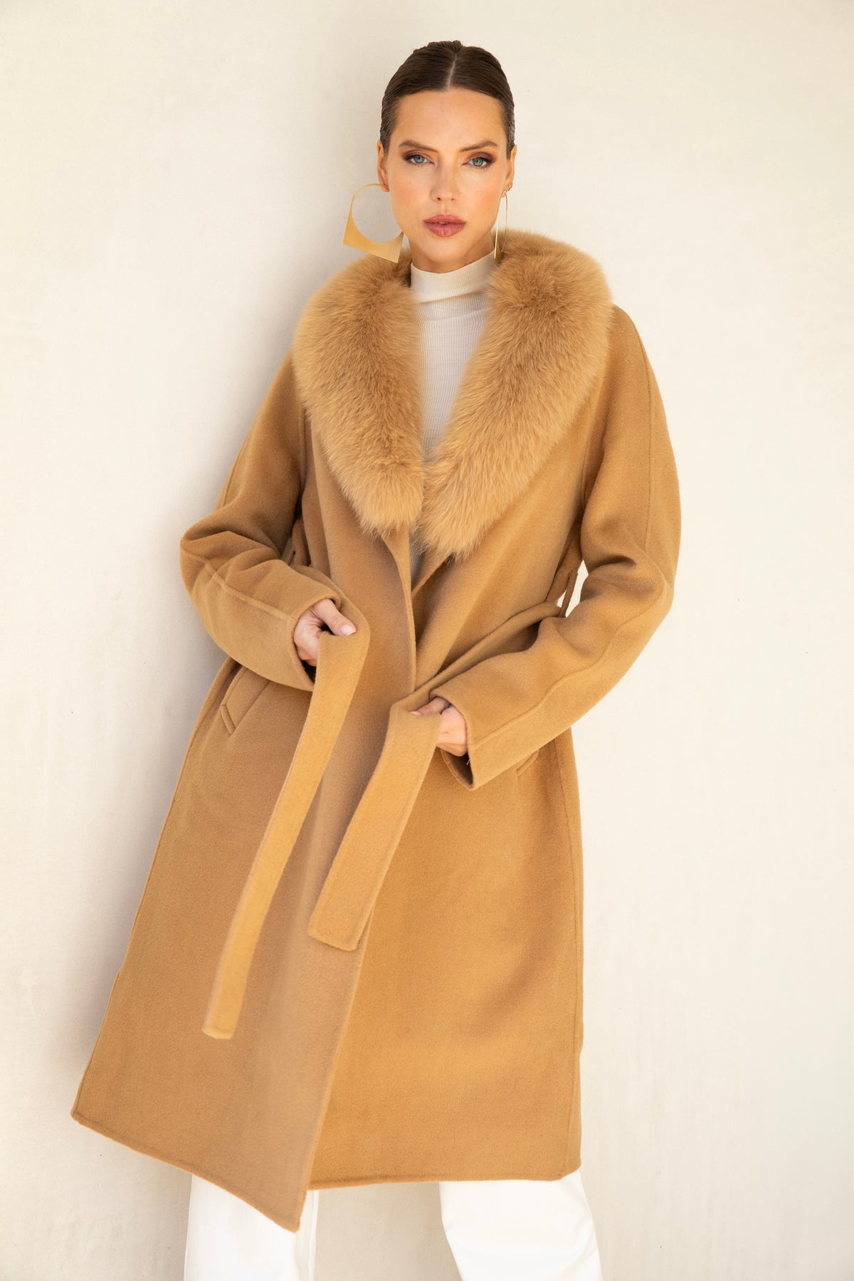 The Heirloom Wool & Fur Coat in Tan