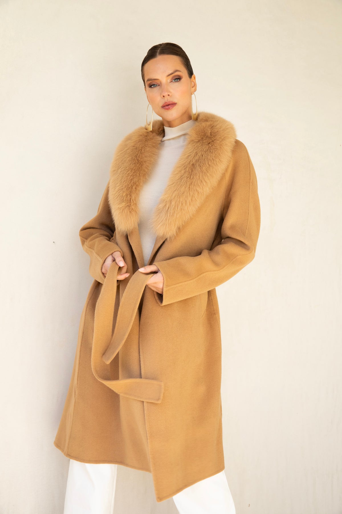 The Heirloom Wool & Fur Coat in Tan