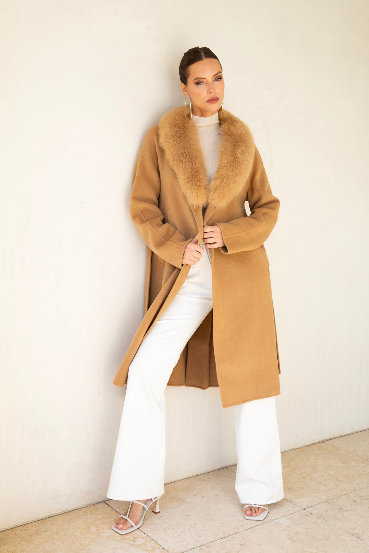 The Heirloom Wool & Fur Coat in Tan