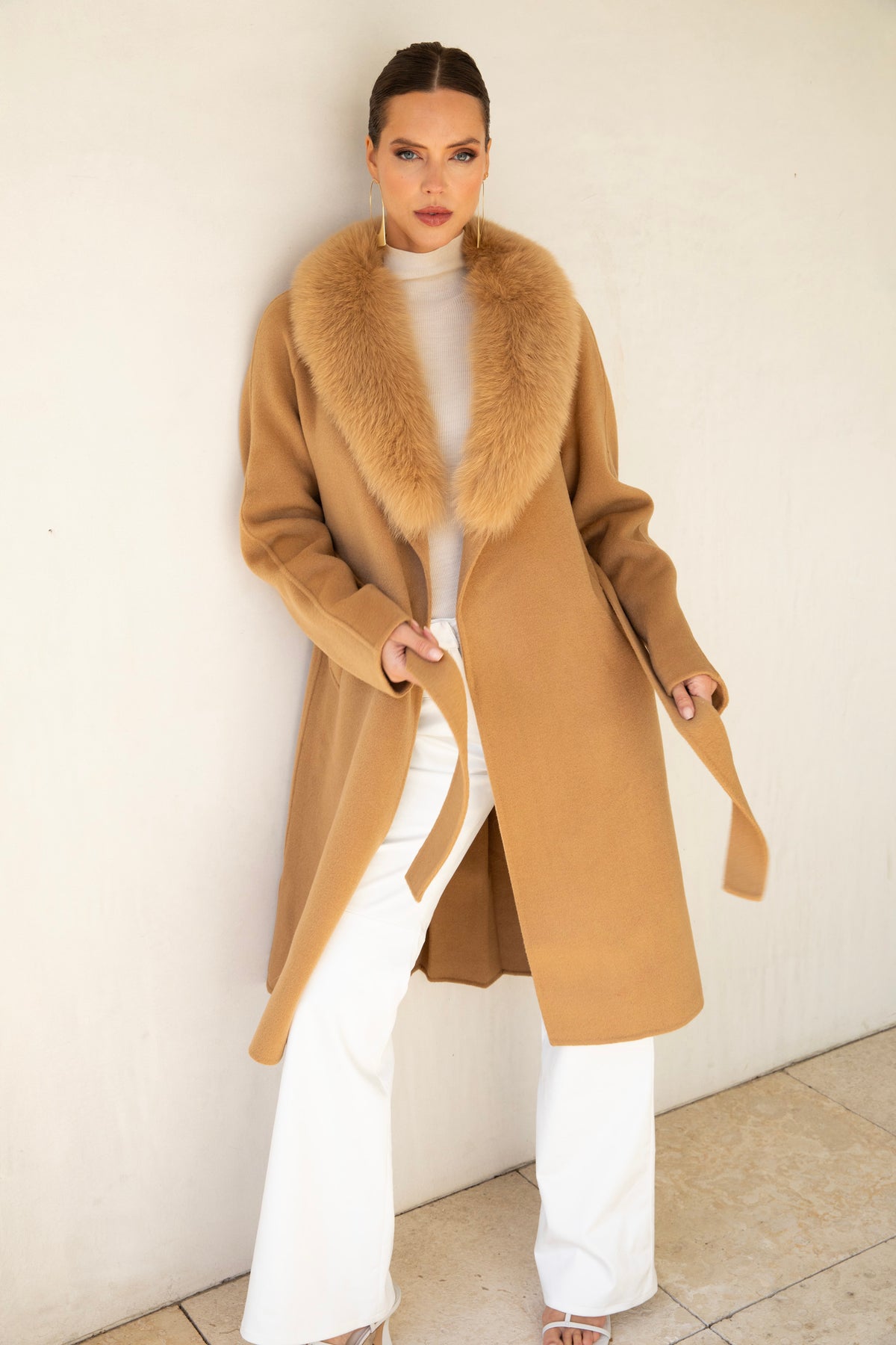The Heirloom Wool & Fur Coat in Tan