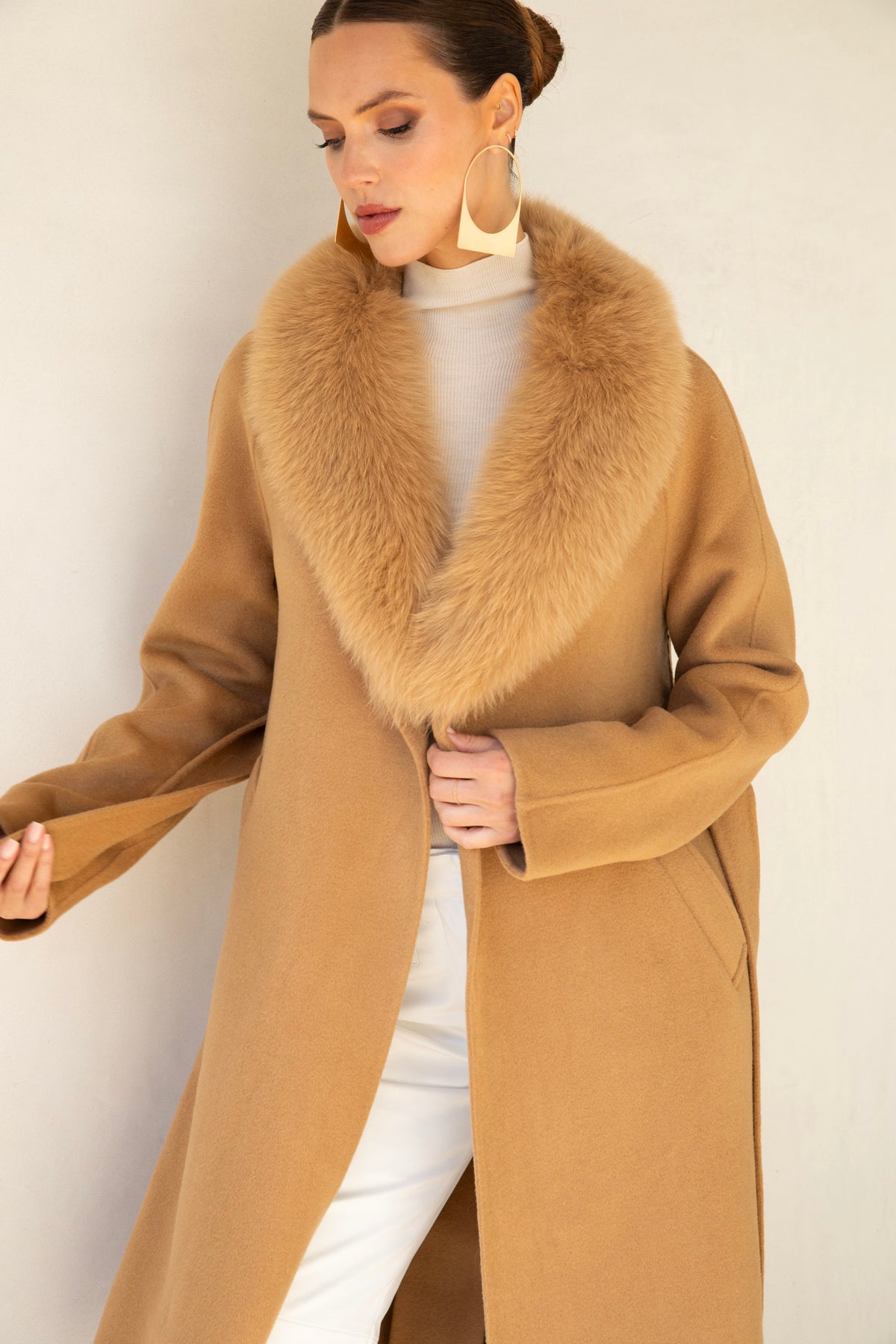 The Heirloom Wool & Fur Coat in Tan